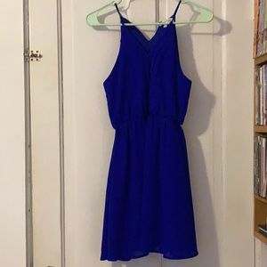 Royal blue high neck dress